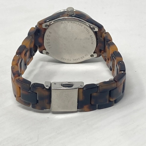Fossil Mini Stella Watch Women 30mm Faux Tortoise Date New Battery SMALL 6\